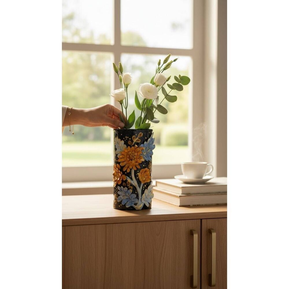 Hand painted floral vase